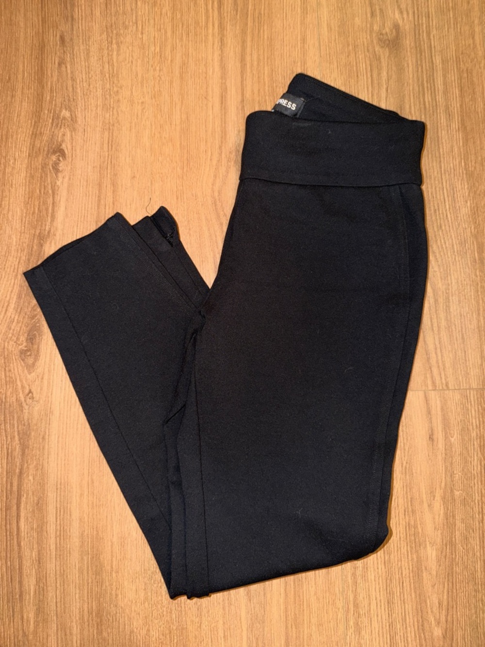 Express Black Ponte Fold-Over Waist Leggings Dress Pants
